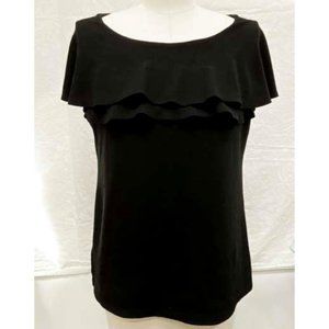 Flutter Neckline Black Top